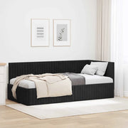 Cornice del letto ad angolo Nero 90 cm x 200 cm Velluto