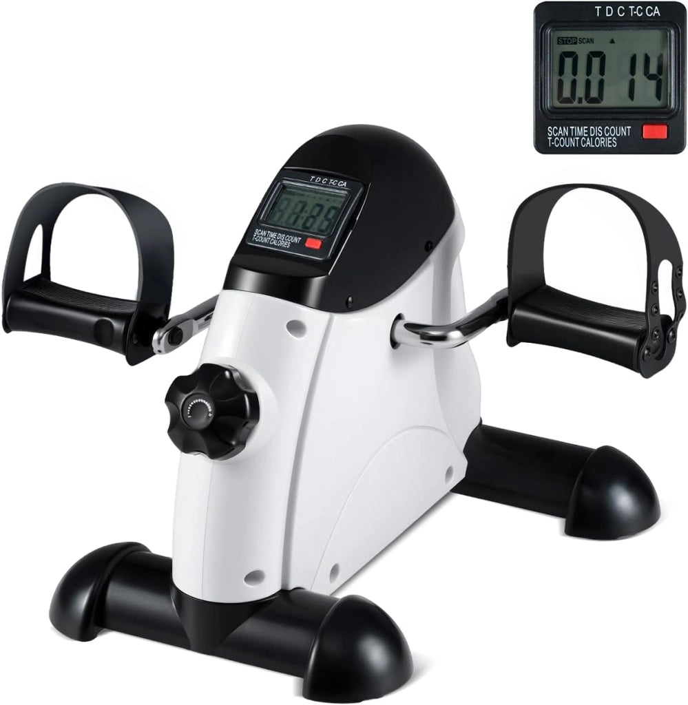 Mini Cyclette, Macchina Portatile per Pedaliere Braccia e Gambe con Display LCD, Cyclette sotto Scrivania da Interno per Allenamento, Portata 100 kg