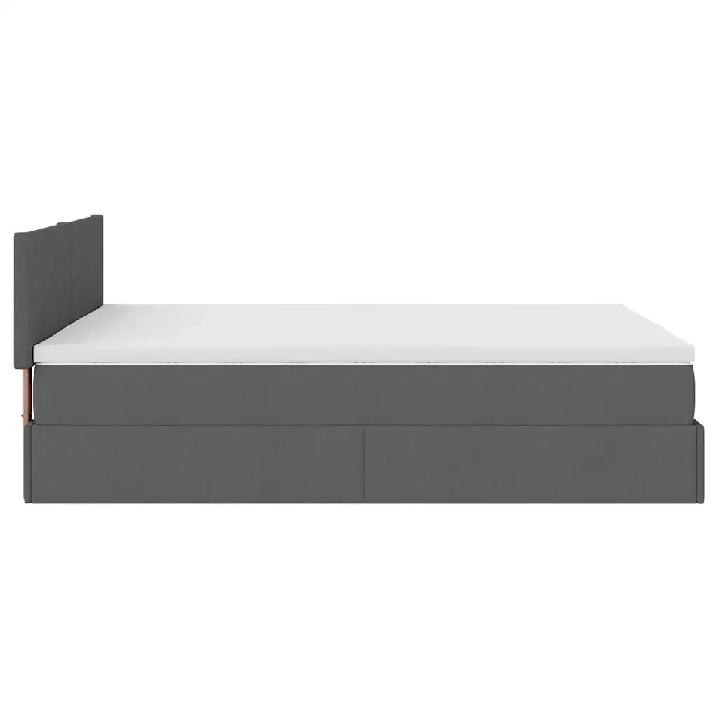 Pouf Letto con Materasso Grigio Scuro 140x200 cm in Tessuto 3311381