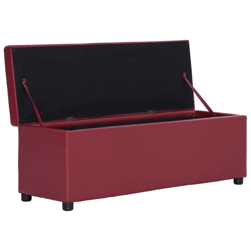 Panca con Vano Portaoggetti 116 cm Rosso Vino in Similpelle 281313