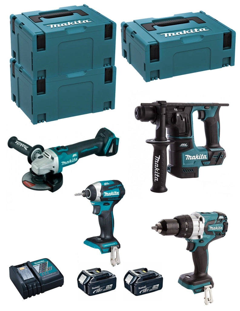 MAKITA Kit MK406RTJ (DHR171 + DHP481 + DTD154 + DGA504 + 2 x 5,0 Ah + DC18RC + MAKPAC 2 + 2 x MAKPAC 3)