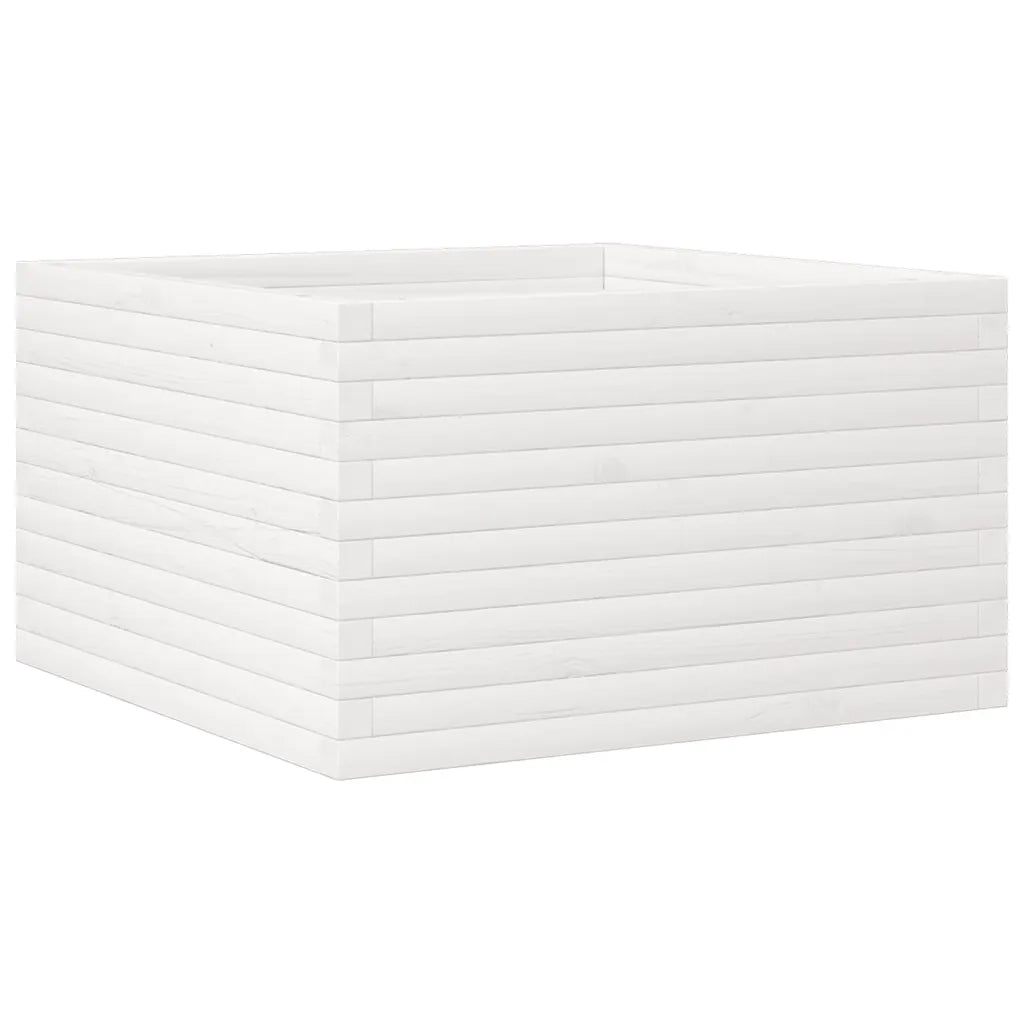 Fioriera | Cassetta per fiori | Vaso da Giardino Bianca 80x80x45,5cm Legno Massello di Pino