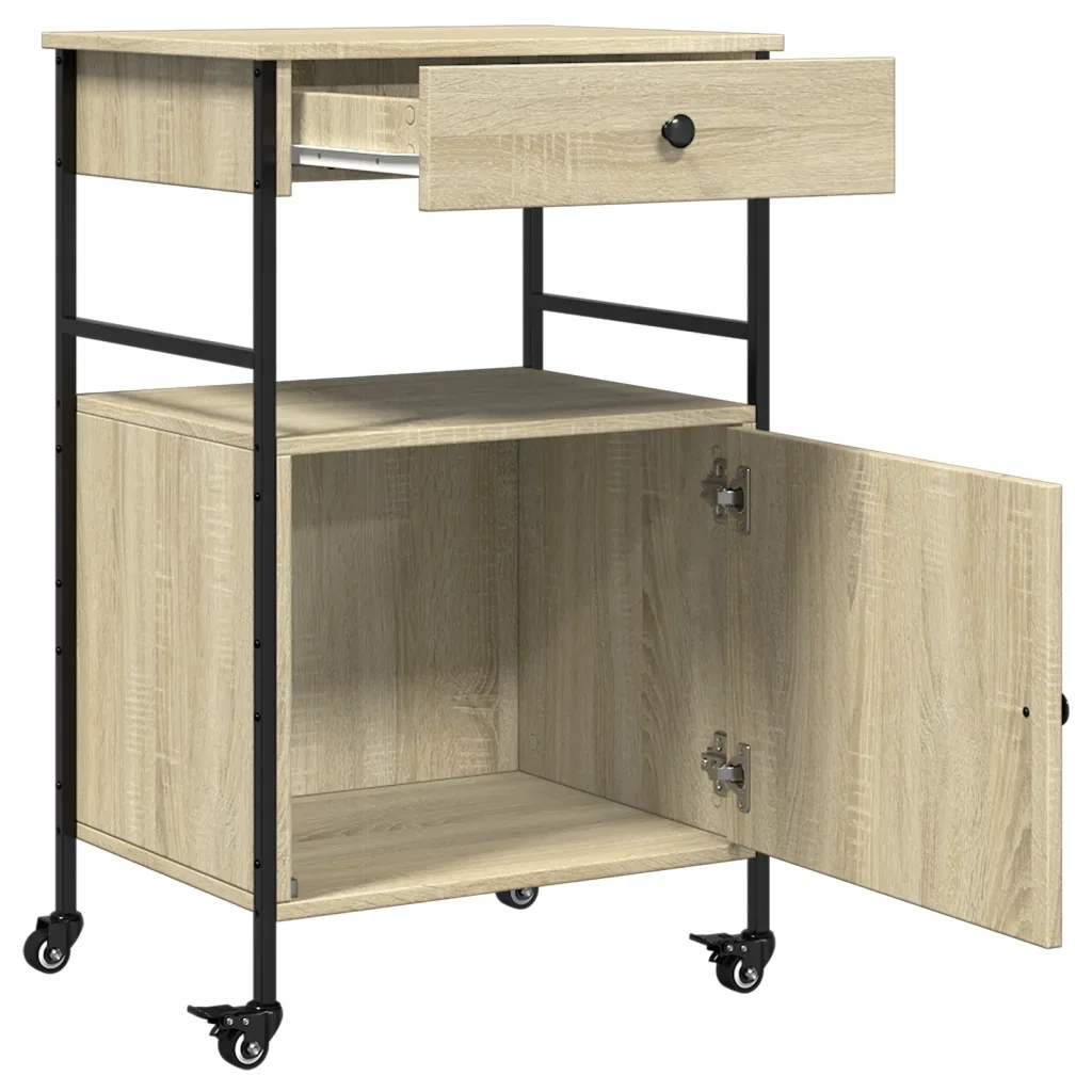 Carrello da Cucina-Scaffale per Cucina Rovere Sonoma 56x43x89,5cm Legno Multistrato