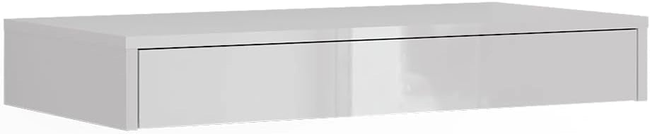 Libreria da parete Sherry, Bianco lucido, 81.4 x 12 cm con cassetto, adatto al montaggio a parete per riporre e organizzare