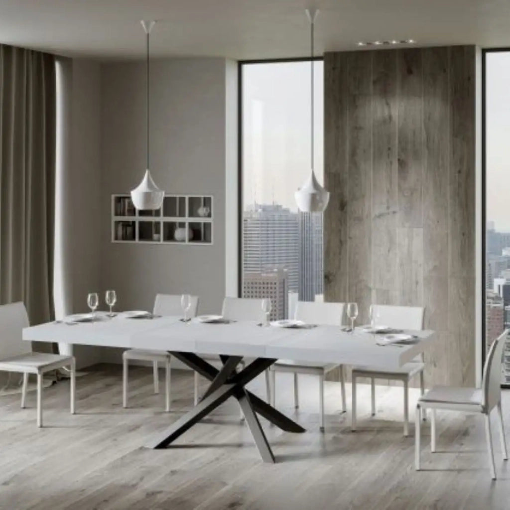 Tavolo allungabile 160/420x90 cm Volantis Premium colore bianco frassino gambe antracite