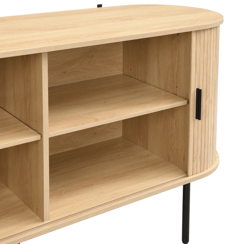 Credenza con Ante a Rullo ¨C Xylo ¨C Legno MDF, Gambe in Metallo, Grigio