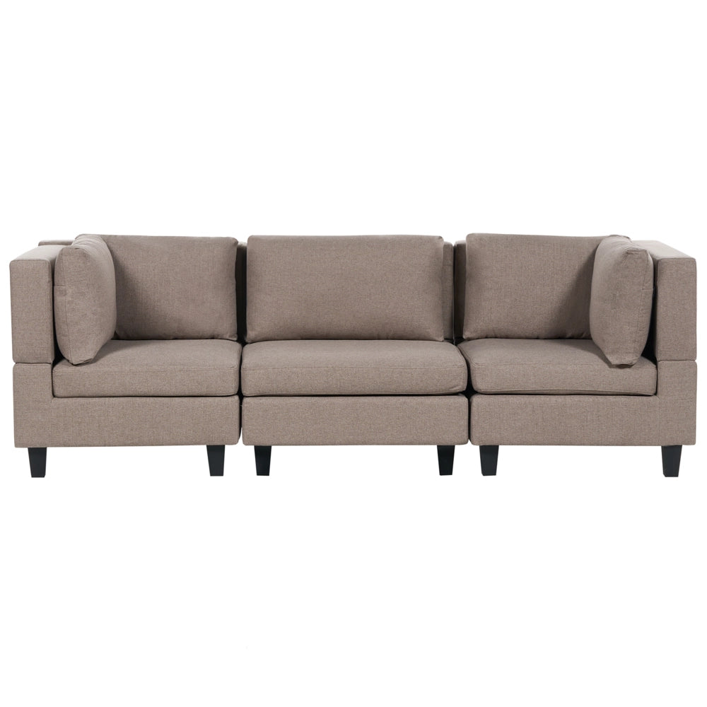 Divano moderno modulare a 3 posti imbottito tessuto poliestere marrone con schienale imbottito stile moderno classico