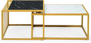 Set con 2 Tavolini Rettangolari in Legno e Acciaio, Tavolini Sovrapponibili e Bassi con Misure Diverse, Ideale per Soggiorno, Camera da Letto e Ufficio, con Carico Massimo di 50 kg