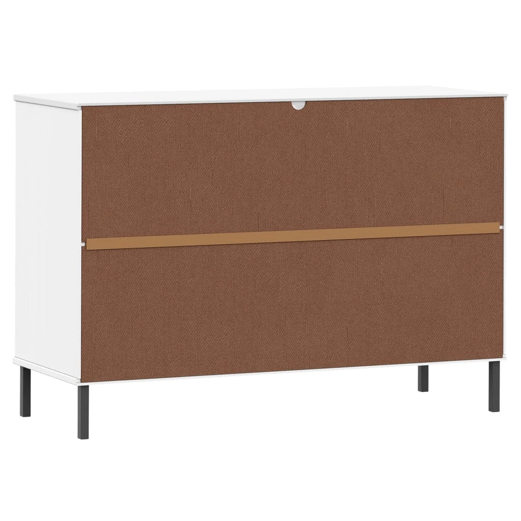 Buffet credenza cassettiera mobiletto mobile contenitore organizer per cucina soggiorno salotto con gambe in metallo 113 x 40 x 77 cm legno massello bianco 02_0030093