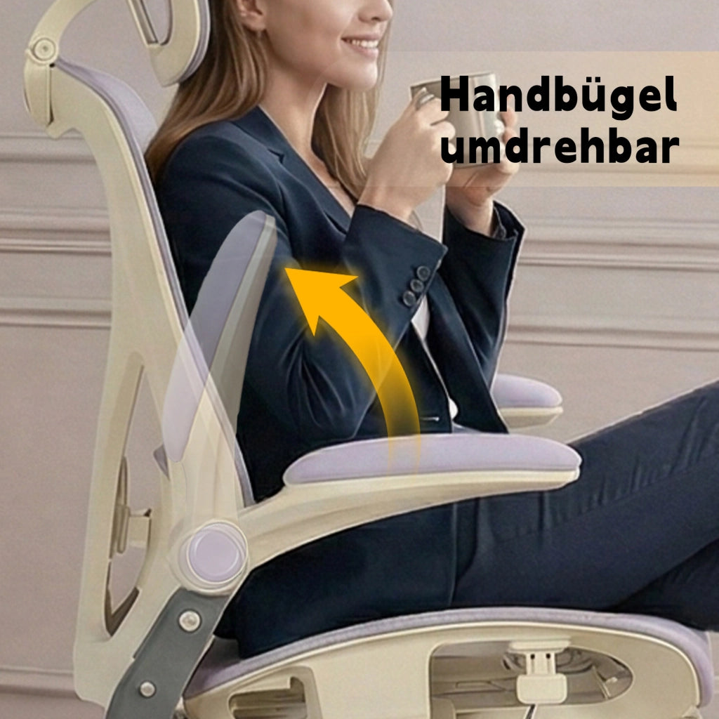 Sedia da ufficio ergonomica pieghevole con supporto lombare e poggiatesta regolabile in mesh viola per lavoro
