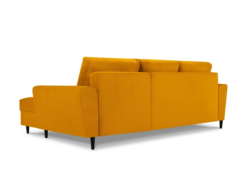 Cosmopolitan Design - Divano convertibile angolare destro con contenitore "Kyoto" 4 posti in velluto a coste giallo 