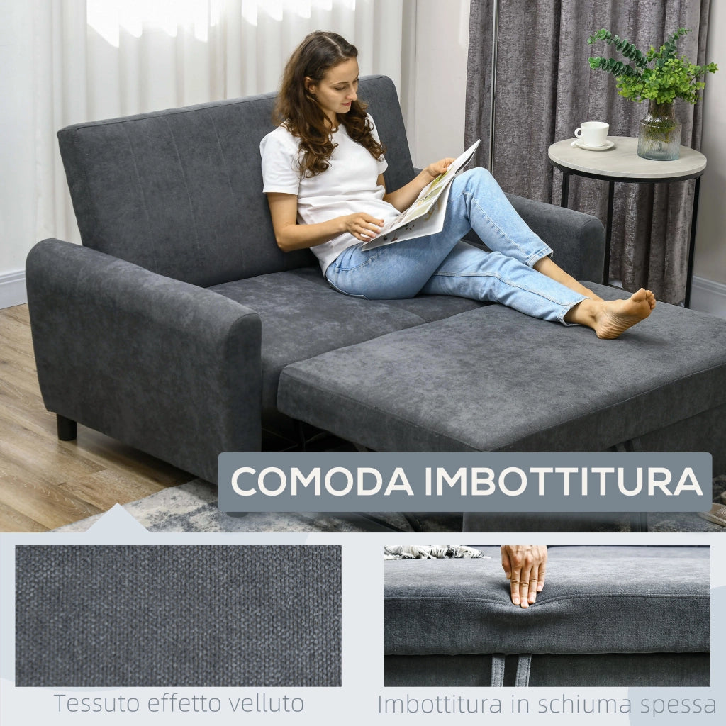 Divano letto clic clac ¨C Xylo ¨C tessuto effetto velluto grigio 148x87x88 cm