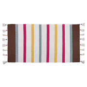 Tappeto strisce multicolore cotone 80 x 150 cm rettangolare tessuto a mano