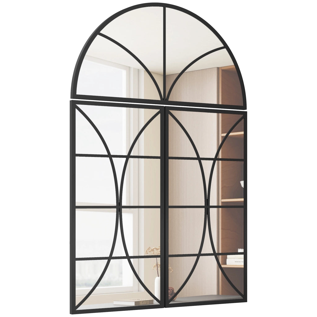 Specchio Muro 3 Pezzi ¨C zephmum ¨C Nero, Metallo, 80x120 cm