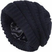 Cappelli caldi per donna - Cappelli caldi e impermeabili per inverno - Cappelli in lana per uomo e donna - Cappelli a maglia per sci - Cappello a maglia con imbottitura elastica e interna in seta - nero