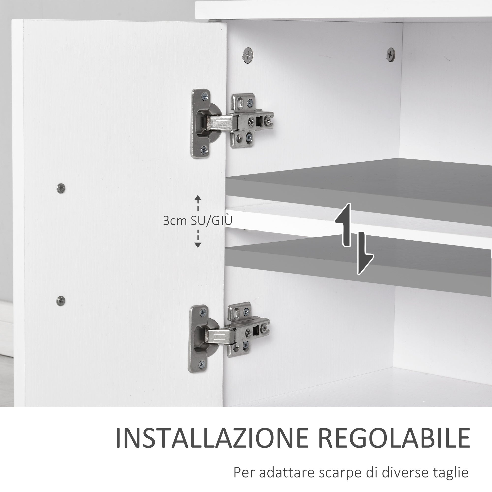 Mobile Ingresso con Scarpiera e Appendiabiti in Legno Bianco Opaco 100x32x187 cm