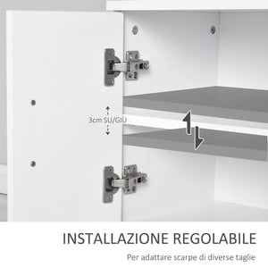 Mobile Ingresso con Scarpiera e Appendiabiti in Legno Bianco Opaco 100x32x187 cm
