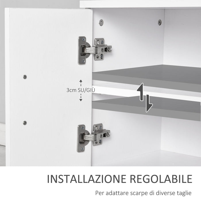 Mobile Ingresso con Scarpiera e Appendiabiti in Legno Bianco Opaco 100x32x187 cm