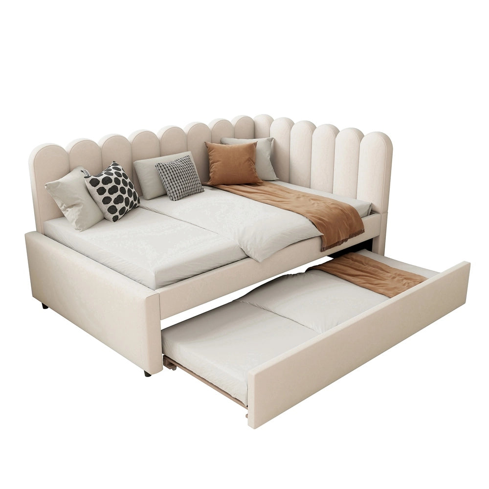 Divano letto angolare - Xylo - 140x200 cm gigogne fiori beige
