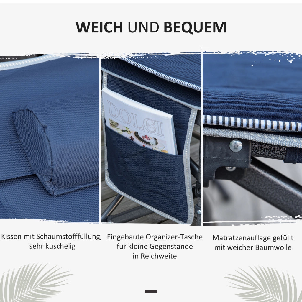 Letto da campo pieghevole con cuscino ¨C zephmum ¨C 188x64.5x53 cm blu scuro