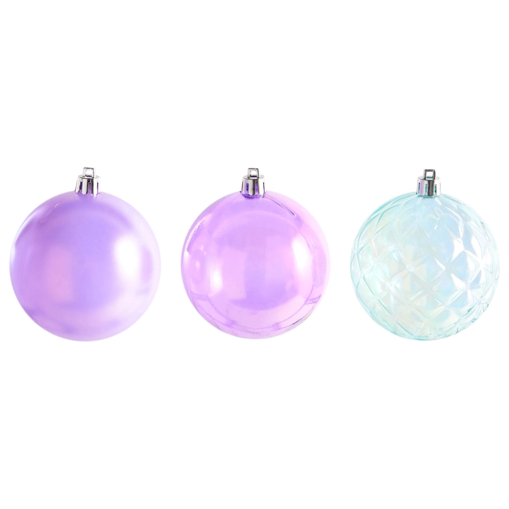Set di 24 palline di Natale in plastica viola Decorazioni da appendere Palline di Natale in stile moderno Effetto olografico