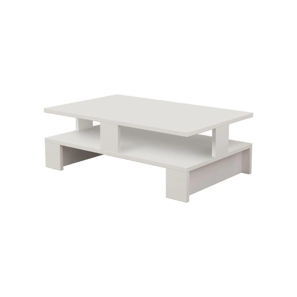 Tavolo da salotto Mansu bianco doppio ripiano(MANSUBI)