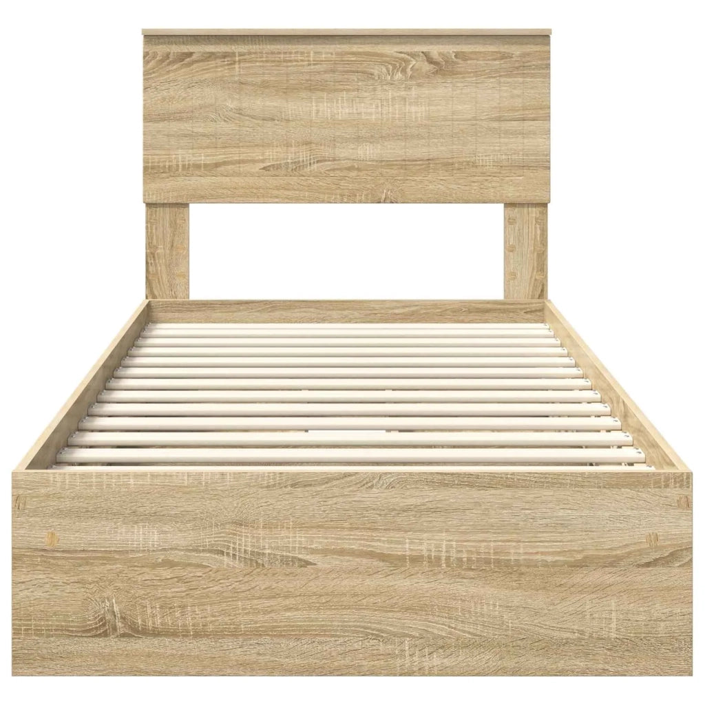 Letto con Contenitore con testiera Rovere Sonoma 90 x 200 cm