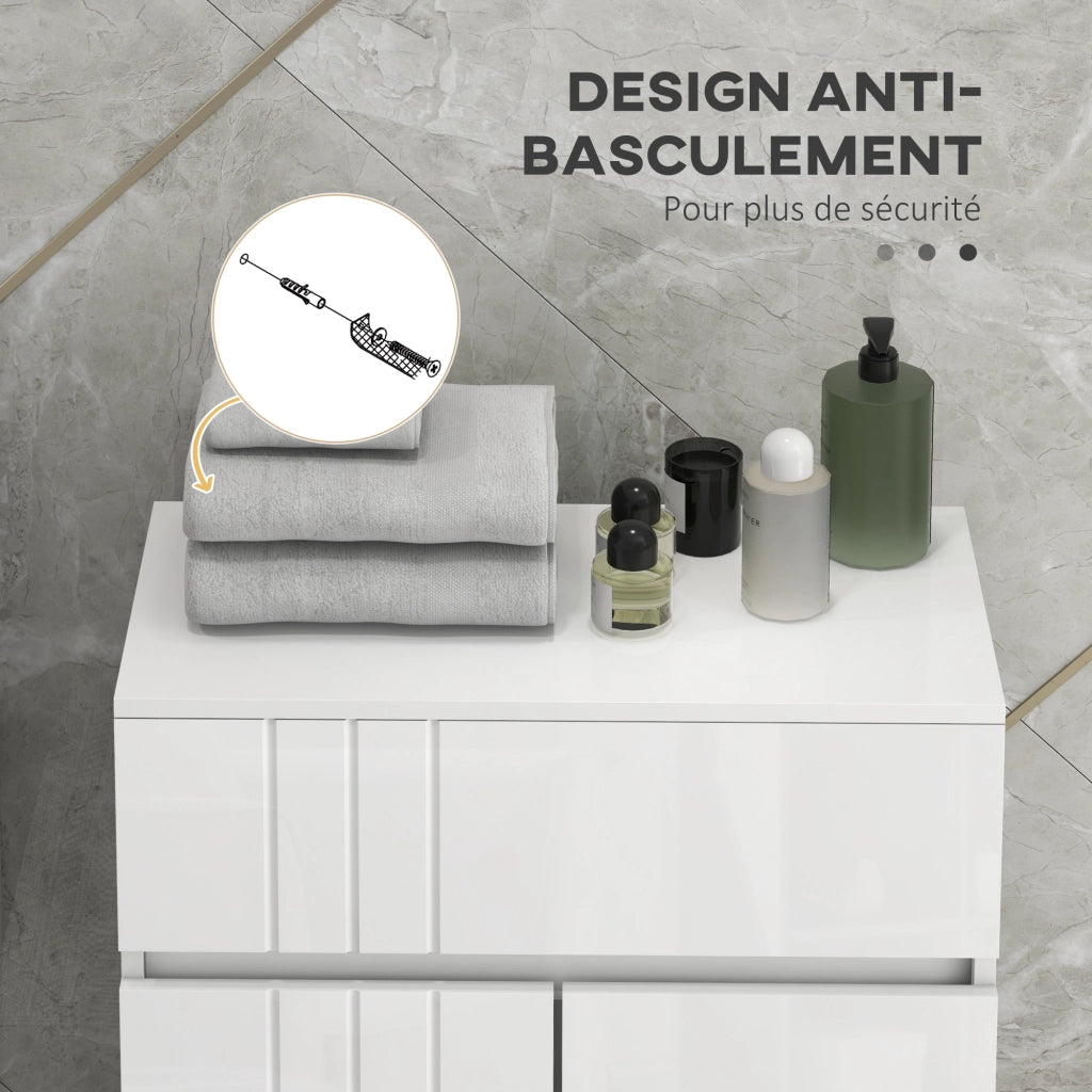 Mobile da bagno con 2 ante e cassetto ¨C zephmum ¨C bianco