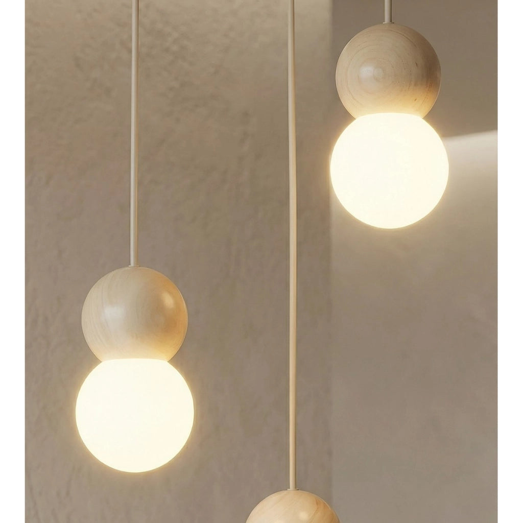 Lampada a sospensione LOOP in acciaio moka e legno naturale