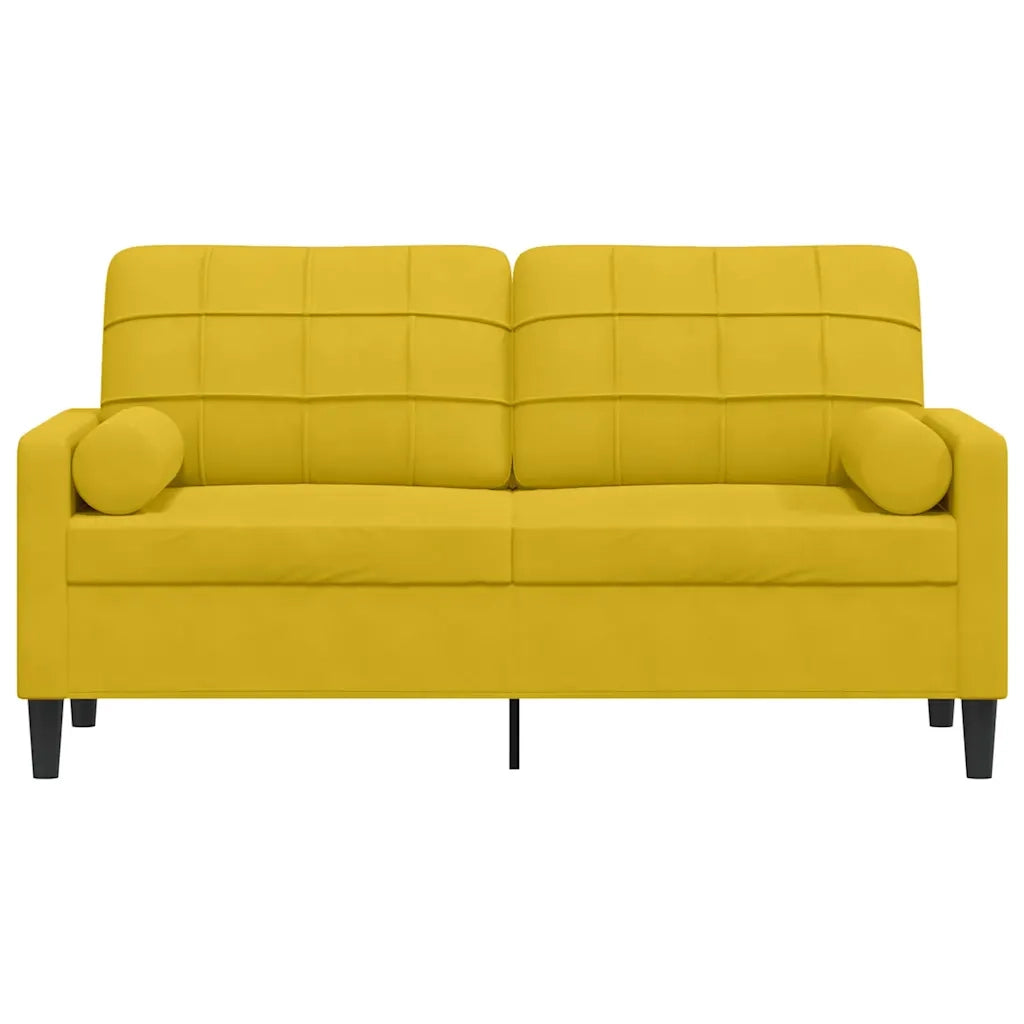 Divano | Divano da soggiorno | Sofa a 2 Posti con Cuscini Giallo 140 cm in Velluto