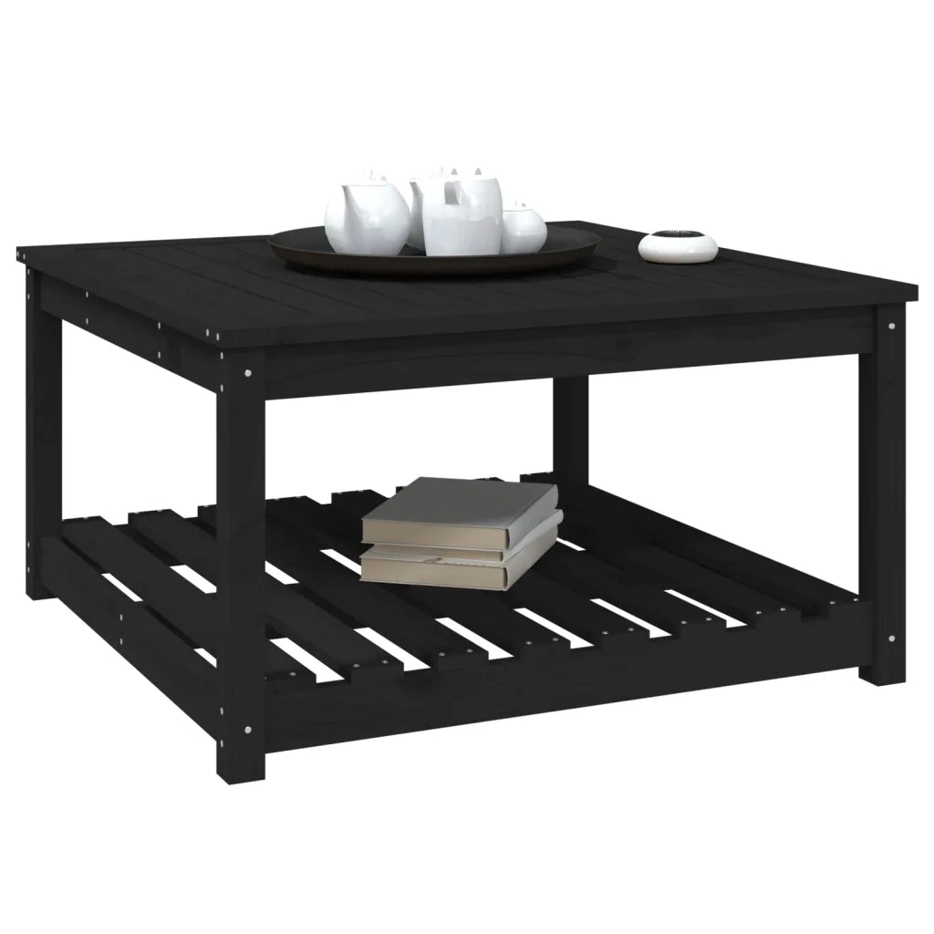 Tavolo da Giardino Nero 82,5x82,5x45 cm Legno Massello di Pino 824145
