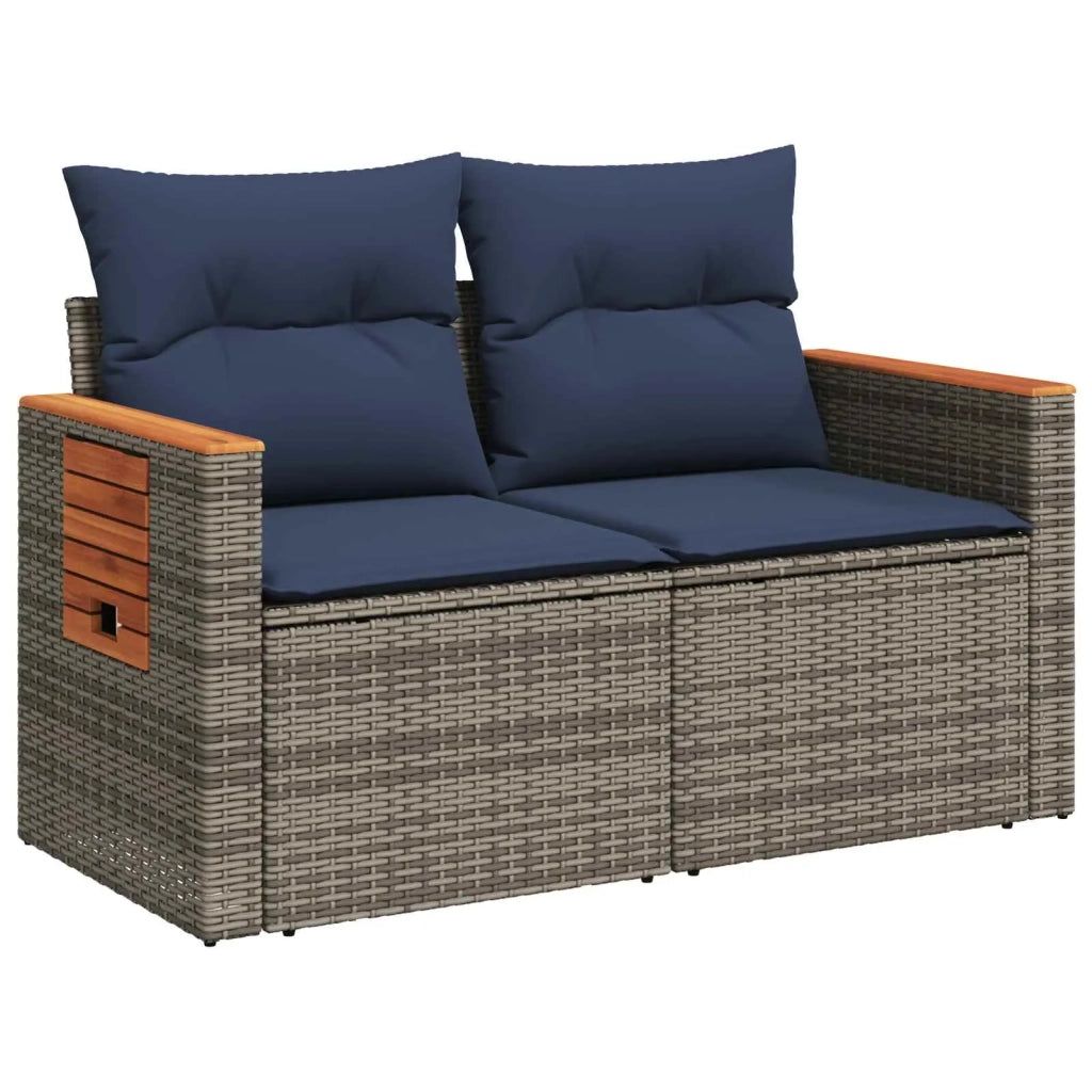 Set di divani 6 pz Grigio e Blu Navy Rattan sintetico e Acciaio 3447669