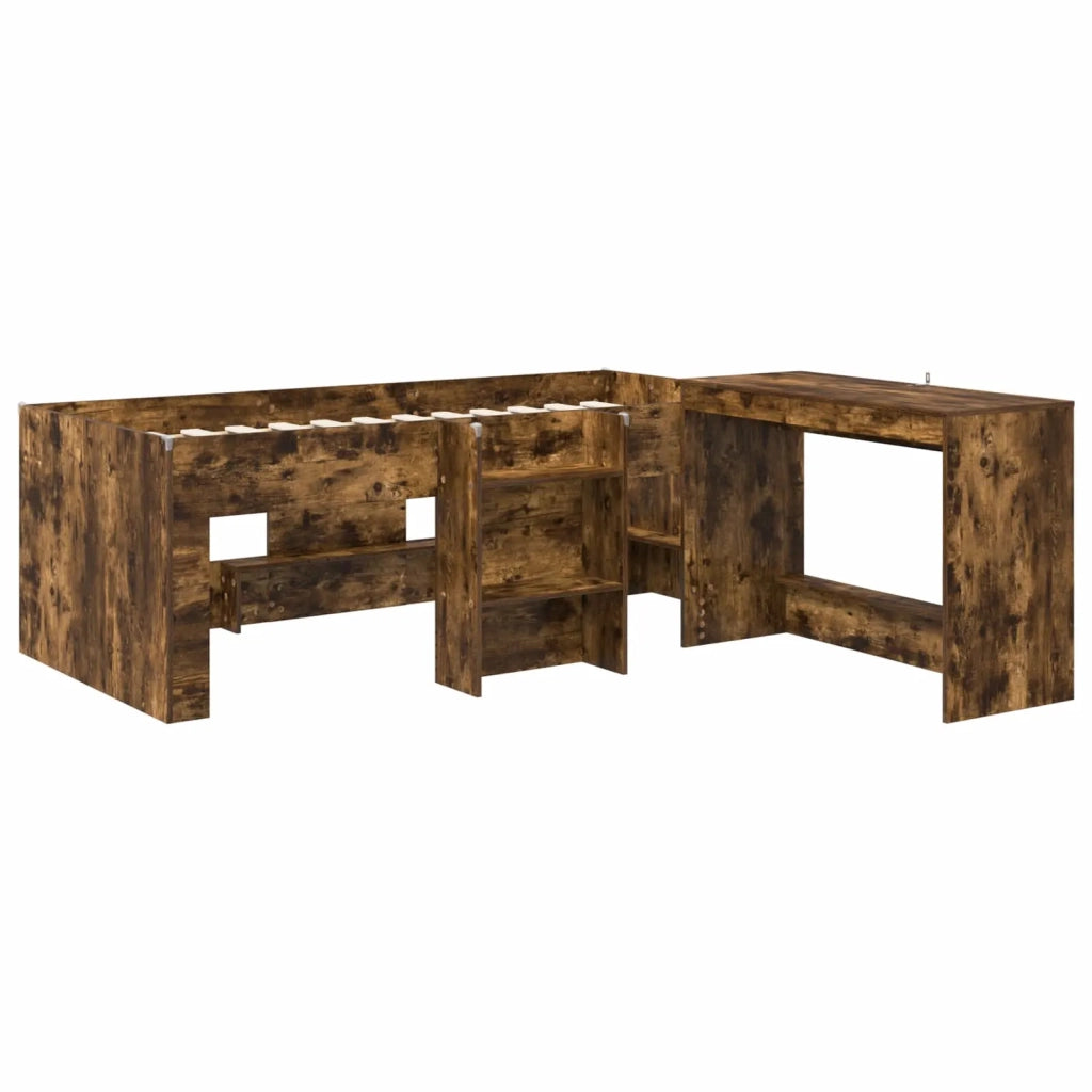 Letto alto per bambini con scrivania 2 pz Rovere Fumo 3423442