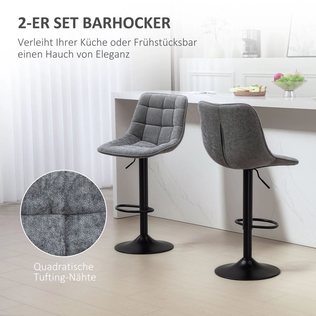 Sgabelli da bar 2 pezzi con schienale ¨C zephmum ¨C girevoli, regolabili in altezza, grigio scuro
