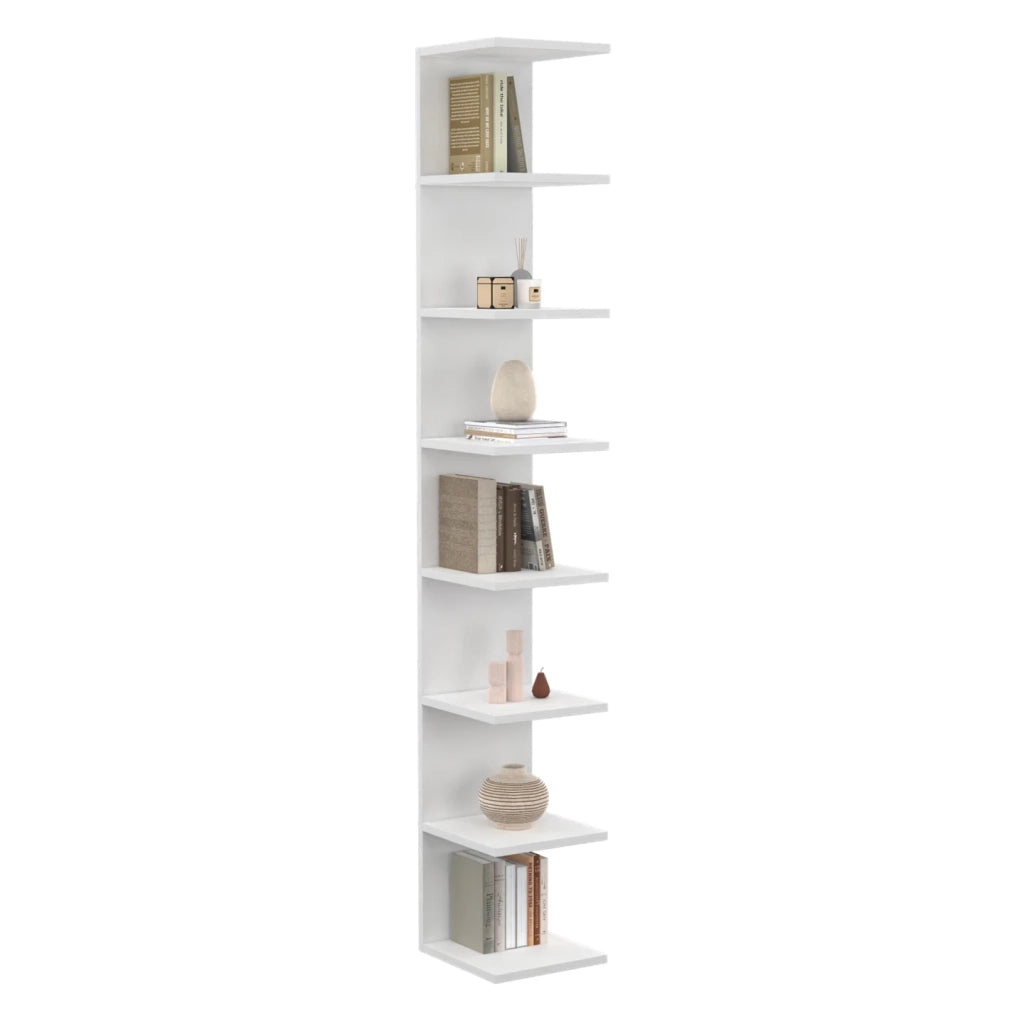 IDMarket - CHIARA scaffale sospeso a doppia posizione, 8 ripiani, bianco 190 cm