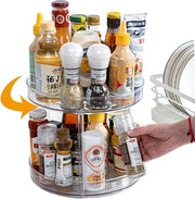 Kruidenrek a rotazione 360° con 2 livelli - trasparente - Multifunzionale per la conservazione della cucina