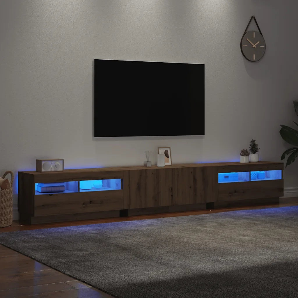 Mobile Porta TV con LED Artigianale 260x35x40 cm Multistrato 3329168