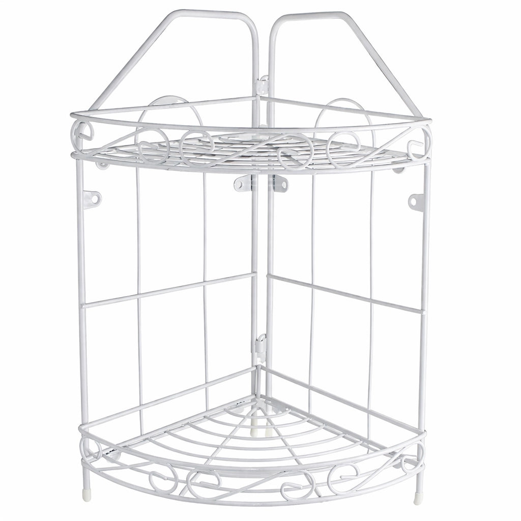 Scaffale Angolare 2 Mensole Portaoggetti Per Bagno e Doccia Sapone Shampo 52527