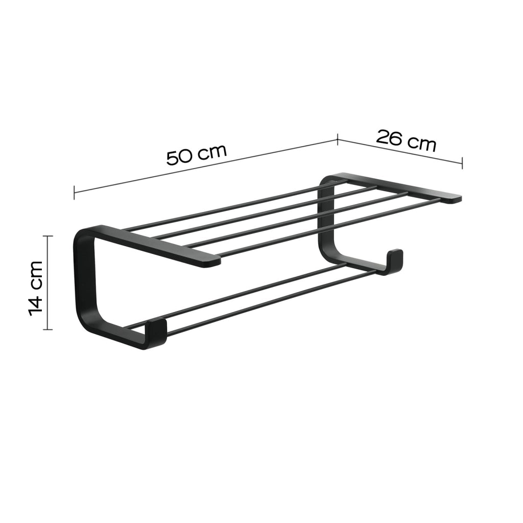 Mensola portasciugamani doppia da muro in ottone, acciaio inox e Cromall 3235 Gedy serie OUTLINE Nero Opaco