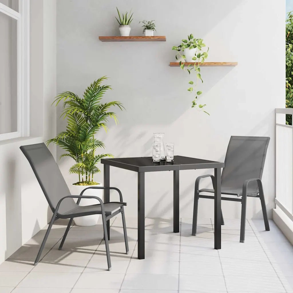 Set da Pranzo per Giardino 3 pcs Grigio e Nero 3379121
