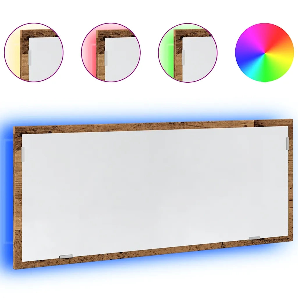 Specchio Bagno LED Legno Antico 100x8,5x37 cm Legno Multistrato 856275