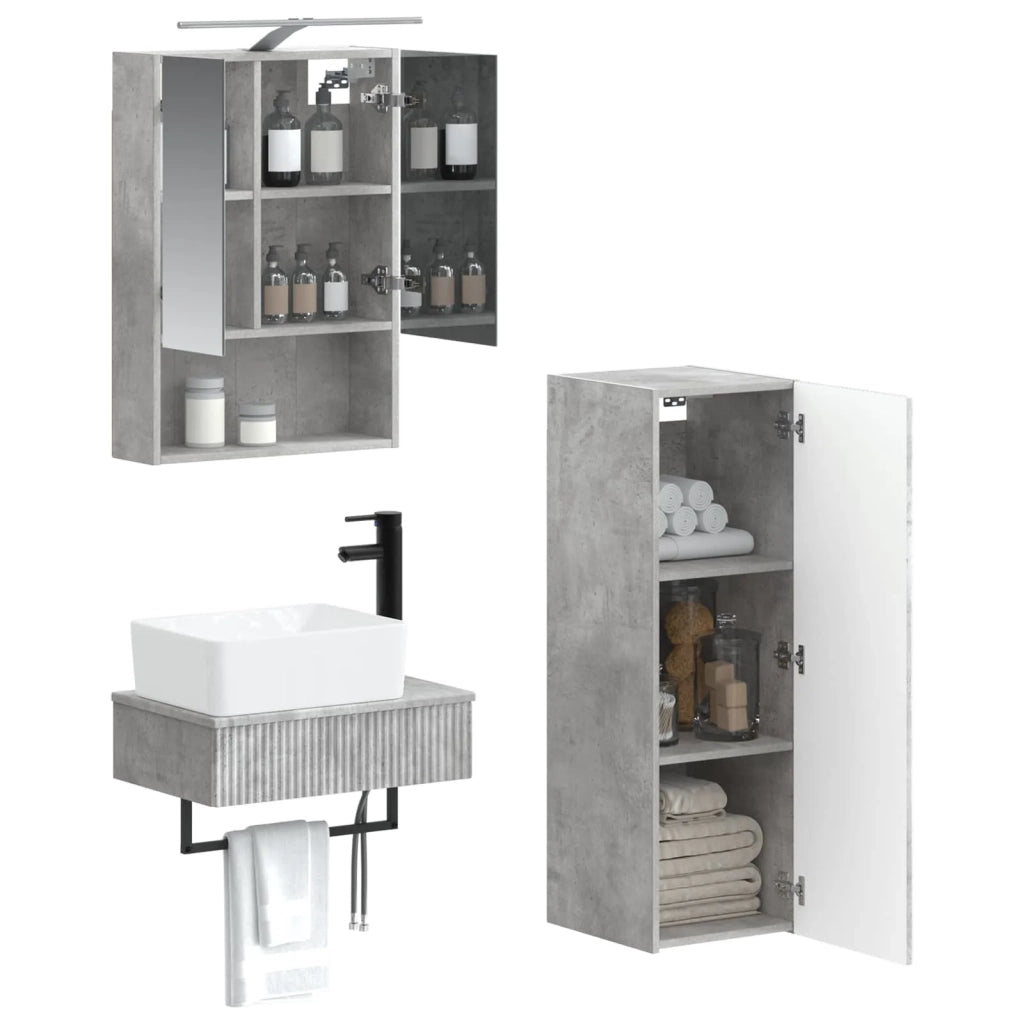 Set di Armadi da Bagno 4 pcs Grigio Cemento 50 x 14,5 x 70 cm 3407394
