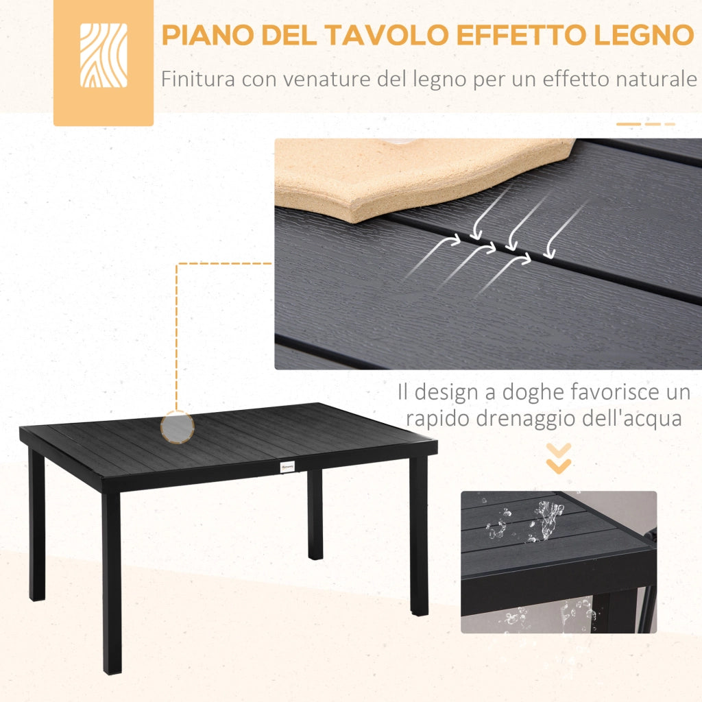 Easycomfort Set Tavolo e Sedie da Giardino Pieghevoli e Regolabili per 4 Persone in Alluminio e Texteline, Nero