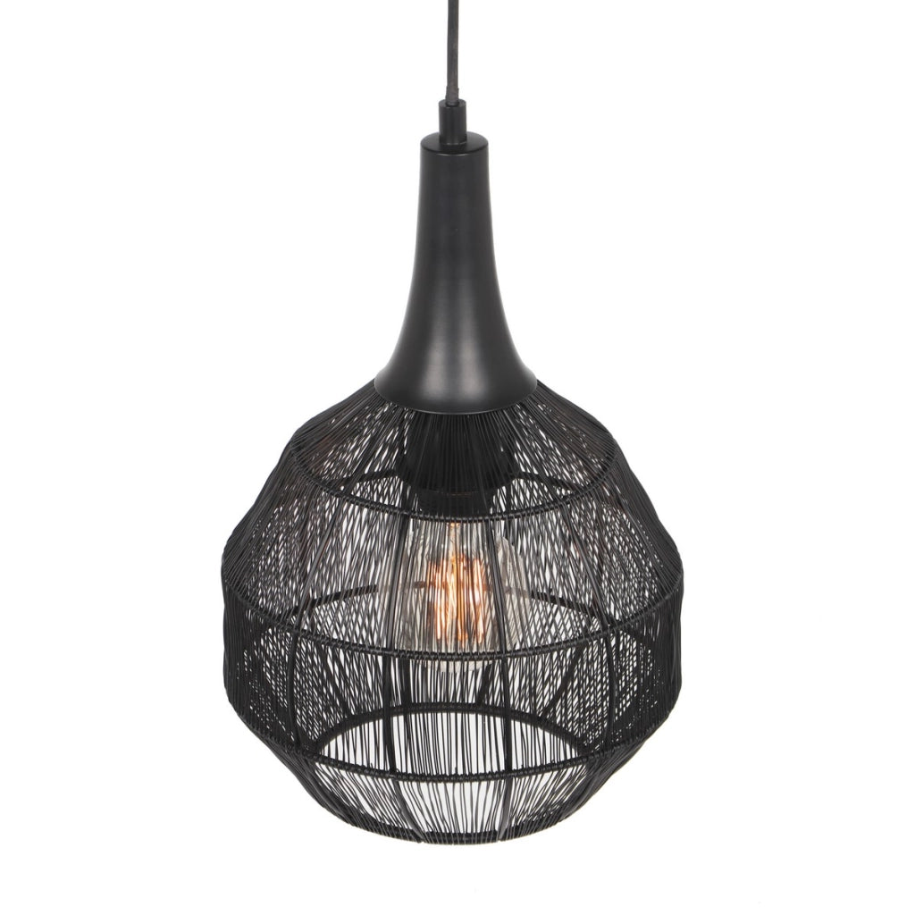 Lampada a sospensione industriale nera E27 Trio Soraya