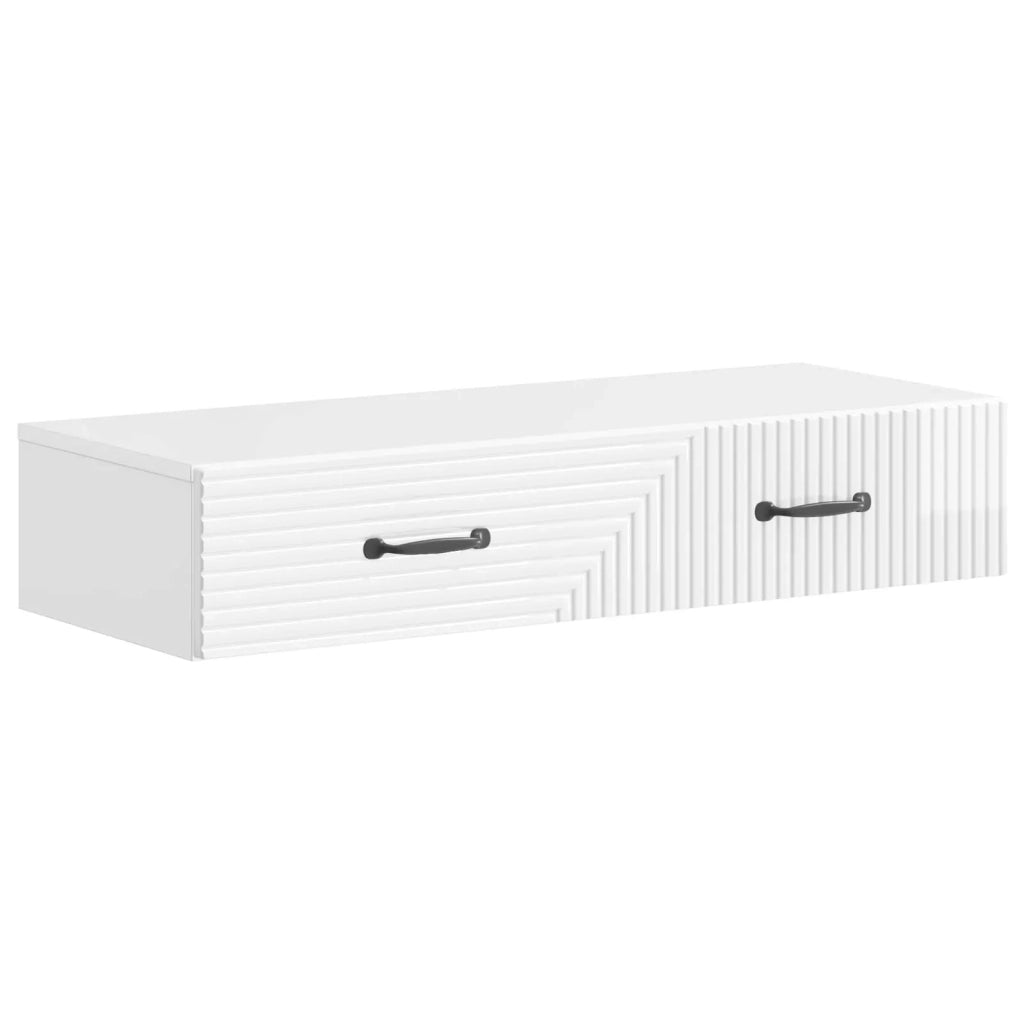Tavolino da Parete Laterale Bianco Lucido 87,5 x 34,5 x 17 cm 898669