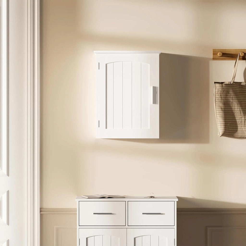 Pensile bagno sospeso, armadietto a muro con ripiano regolabile, MDF E1, bianco, 40x51x17cm, spazio ridotto, impermeabile, facile da montare, per bagno, cucina, ripostiglio