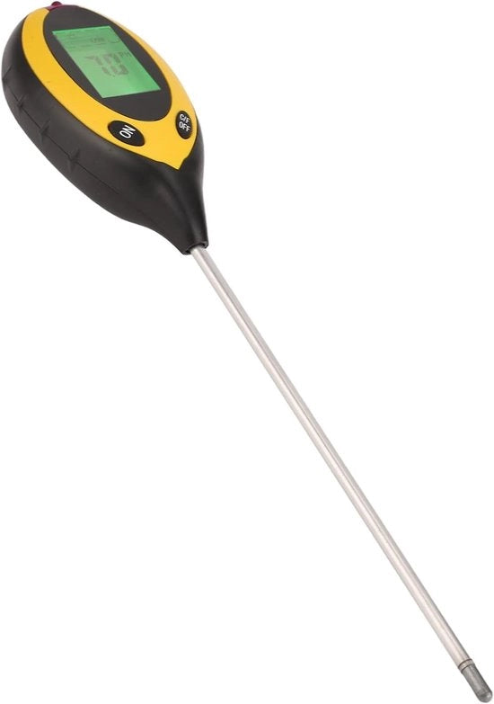 Multiplo 4 in 1 Tester di Suolo - pH, Temperatura, Umidità e Sondino di Luce per Giardinaggio e Agricoltura