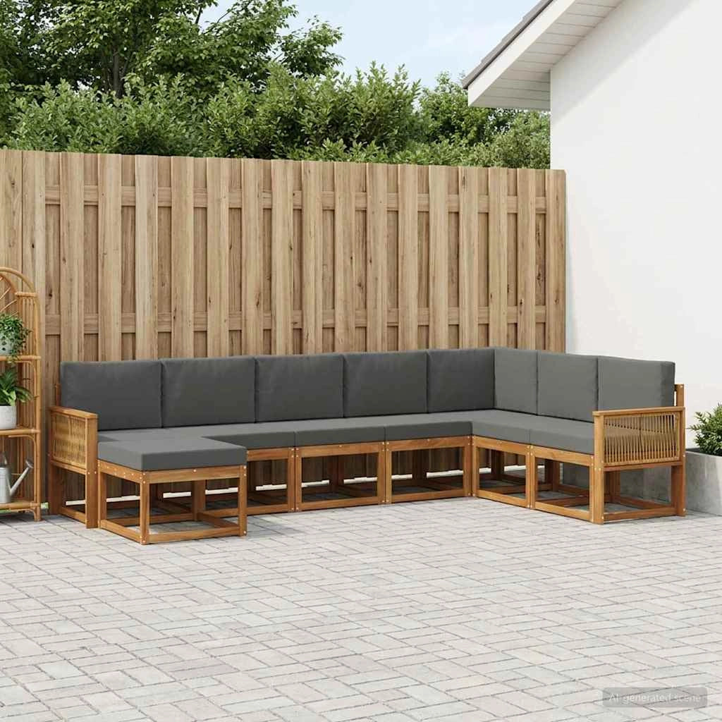 Set di divani da esterno 8 pz Naturale e Antracite 3385458