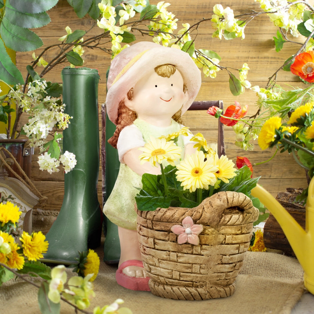 Figura da giardino M?dchen mit Blumenkorb ¨C zephmum ¨C 20x30x40 cm