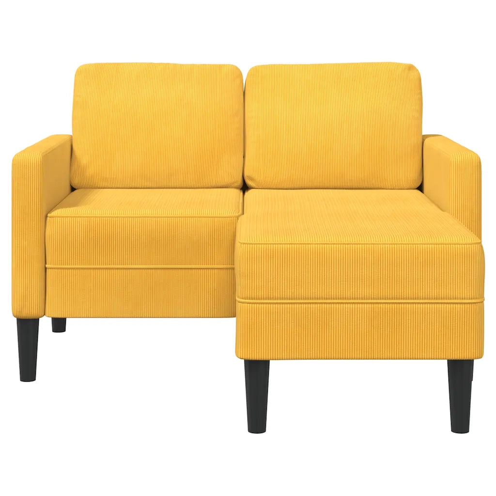Divano 2 Posti con Chaise longue a L Giallo Chiaro 125 cm Lino 4107082